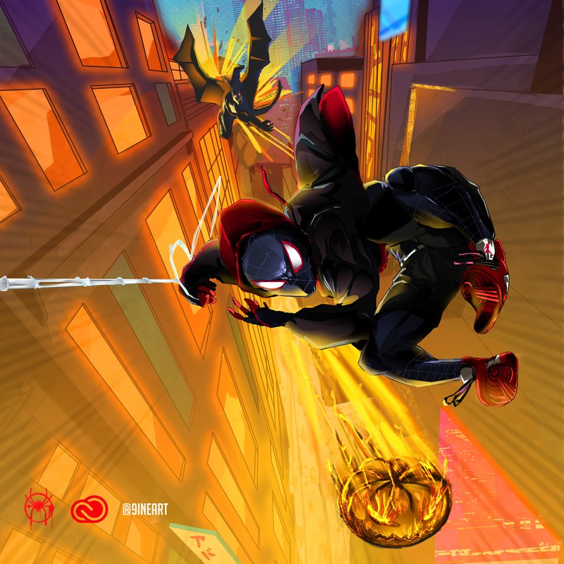 spiderman into the spider verse, 2018 movies, superheroes, movies, 4k, spiderman, animated movies, hd, artwork, artist, digital art, behance