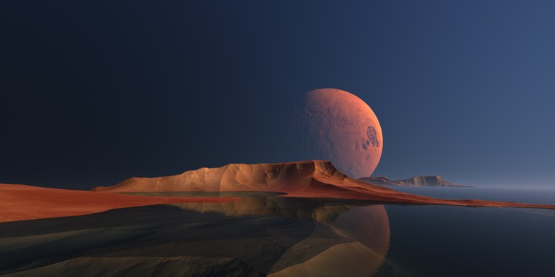 moon, reflection, landscape, digital art, artist, artwork, scifi, hd, deviantart