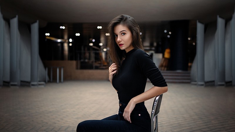 girls, model, black dress, hd, portrait