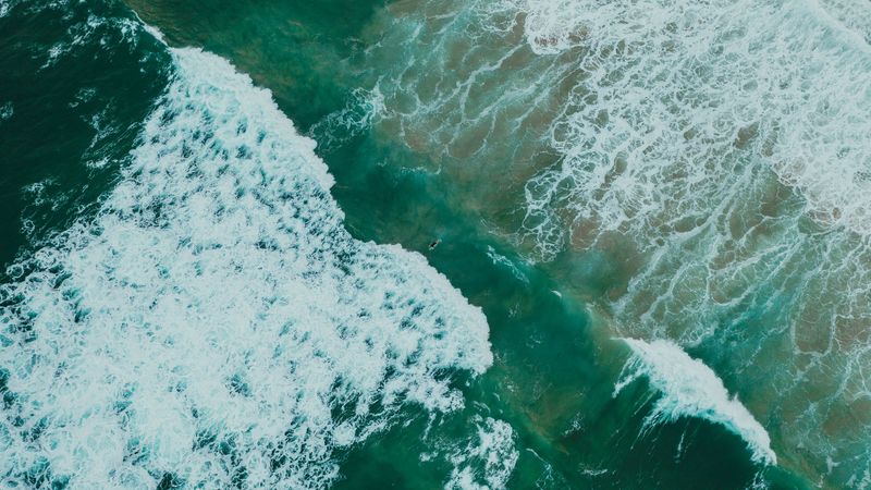 ocean, waves, aerial view, surface, water, 4k
