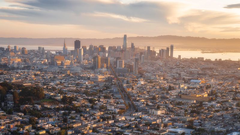 city, aerial view, overview, san francisco, california, usa, 4k