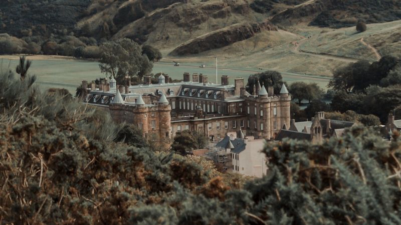 castle, building, old, hills, trees, 4k