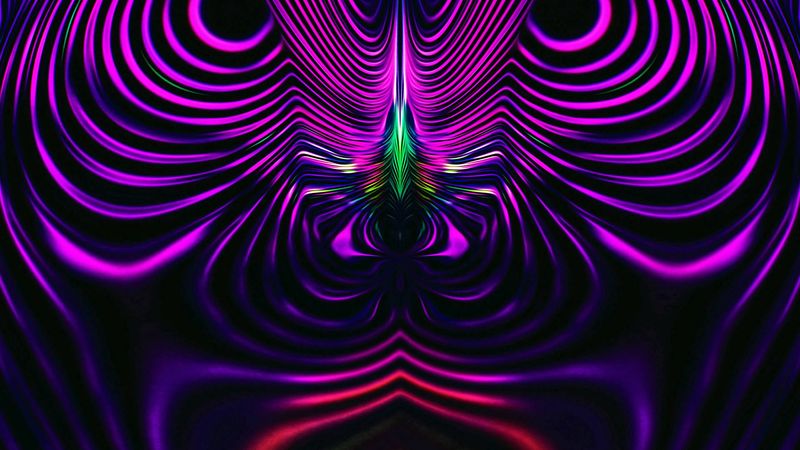 fractal, winding, wavy, purple, abstraction, 4k