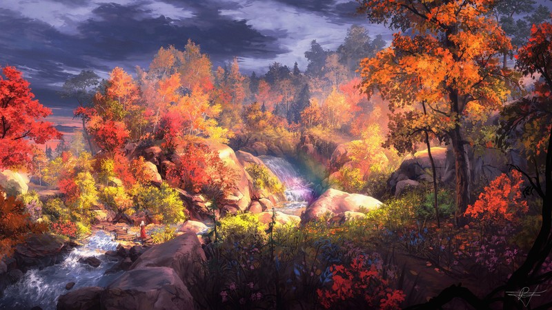 autumn, artist, fantasy, artwork, digital art, hd, 4k, painting