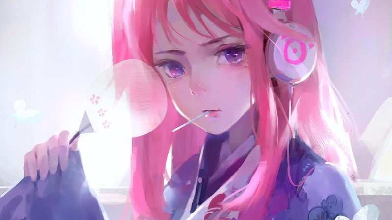 anime girl, anime, pink, artist, artwork, digital art, hd, 4k