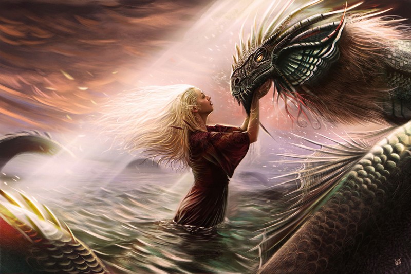 fantasy girls, dragon, artist, artwork, digital art, hd, behance