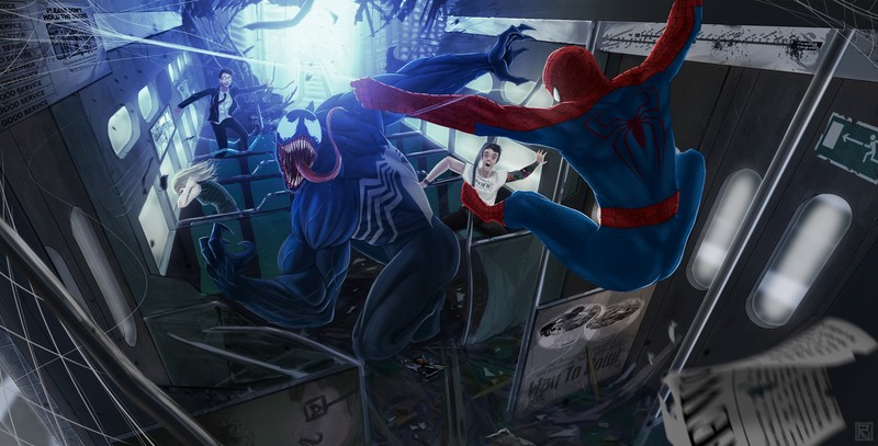 spiderman, venom, hd, 4k, artist, artwork, behance, superheroes