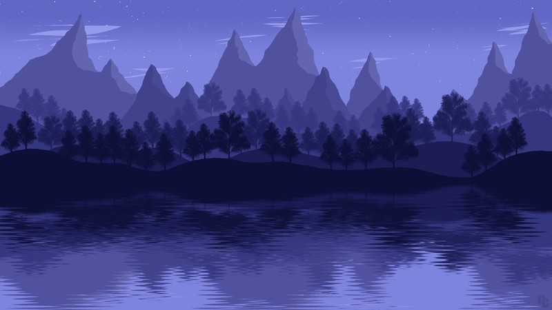 lake, mountains, landscape, minimalism, minimalist, hd, 4k, artist, artwork, digital art, deviantart