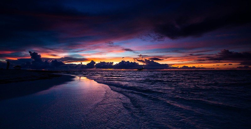 shore, sea, sunset, hd, nature
