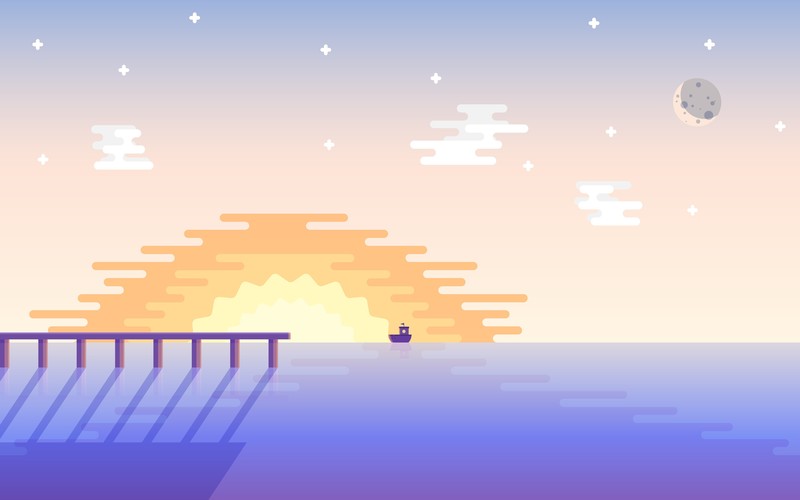 boat, sunset, minimalist, minimalism, hd, 4k, artist, artwork, digital art, dribbble