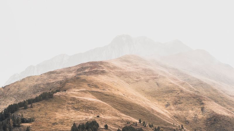 mountains, fog, aerial view, nature, landscape, 4k