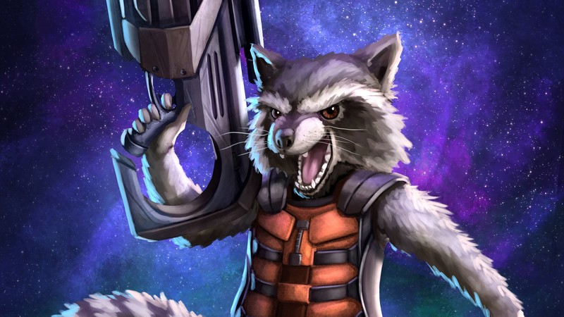 rocket raccoon, hd, artwork, superheroes, digital art, behance