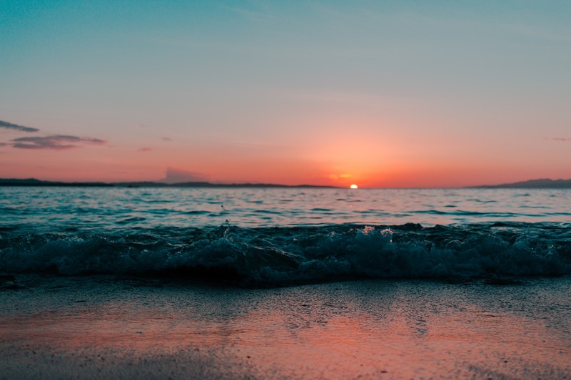 sunset, sea, shore, nature, hd, photography, 4k, 5k, ocean, waves, sunset