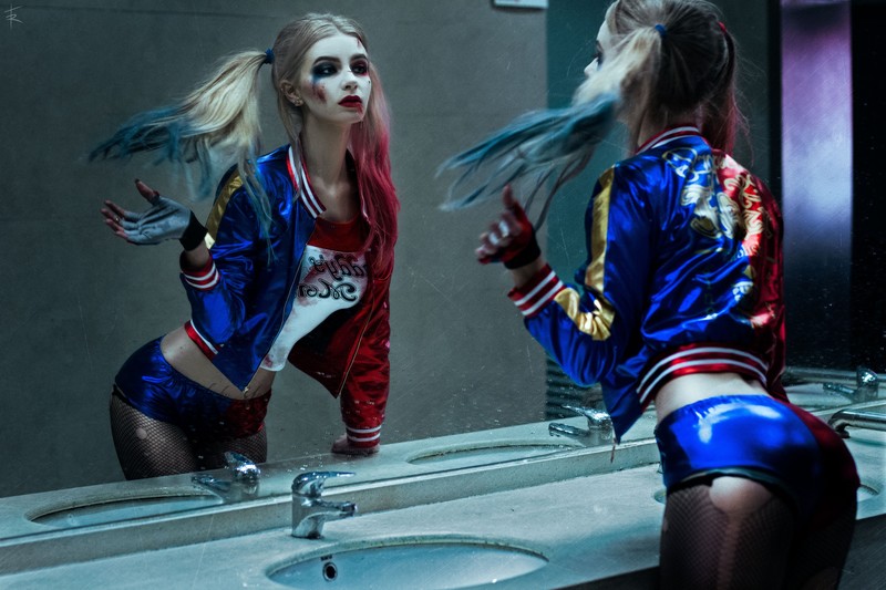 harley quinn, cosplay, supervillain, hd, 4k, behance