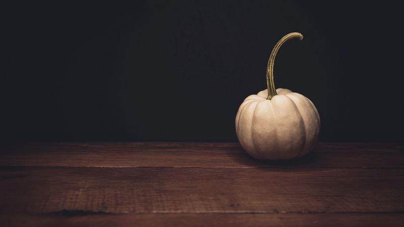 pumpkin, white, ripe, dark, 4k