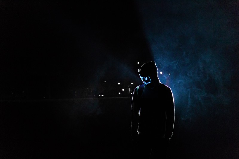 mask, neon, person, photography, hd, 4k, 5k, dark