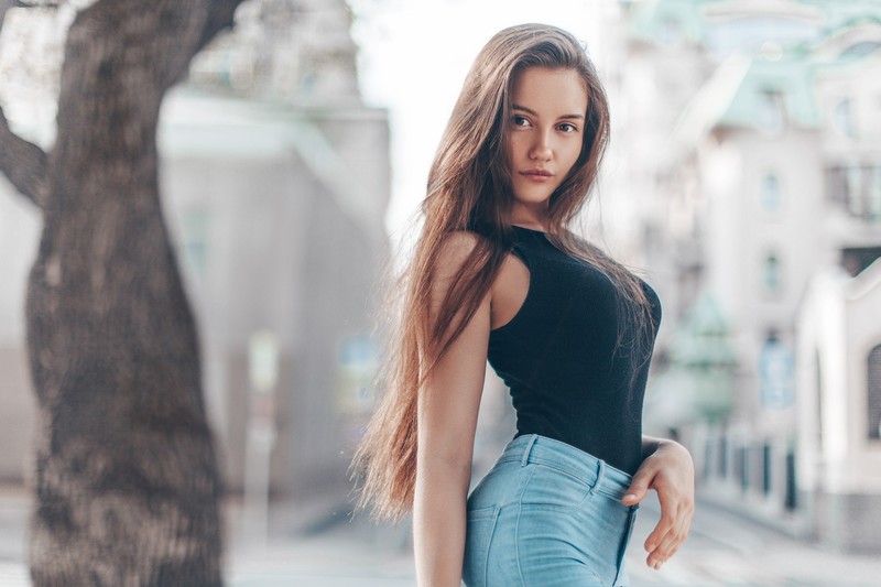 brunette, girls, model, depth of field, hd