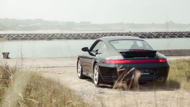 porsche 911 carrera 4s, porsche, car, sportscar, black, rear view, promenade, 4k