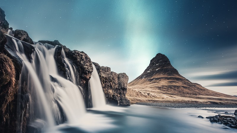 waterfall, long exposure, landscape, stars, nature, hd, 4k, 5k