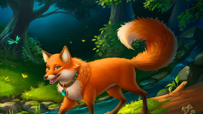 fox, forest, fairy tale, art, 4k