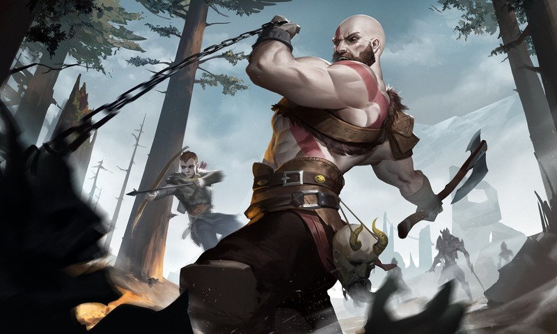 god of war 4, god of war, 2018 games, games, ps games, hd, kratos, atreus, artwork, artist, digital art, artstation
