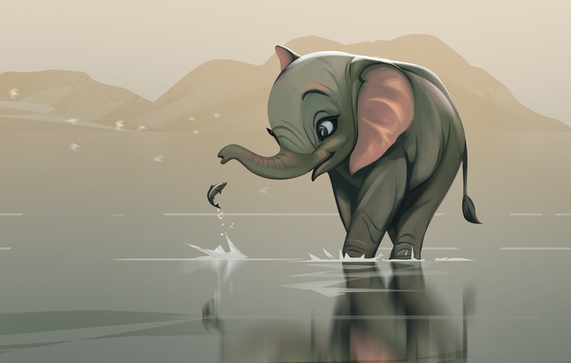 elephant, fish, artist, artwork, digital art, hd, illustration, behance, 4k