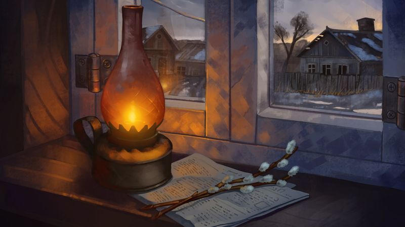 window, lamp, newspaper, branches, art, 4k