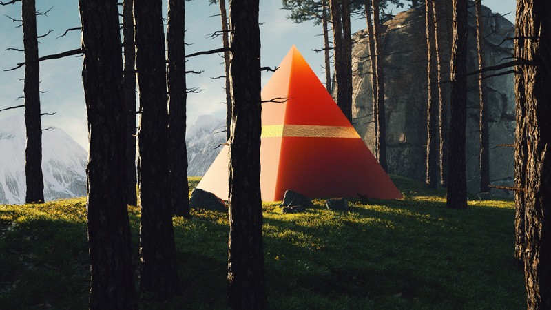 triangle, artist, artwork, digital art, illustration, hd, pyramids