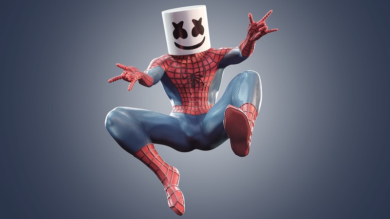 marshmello, spiderman, hd, superheroes, artstation, digital art, artwork, artstation