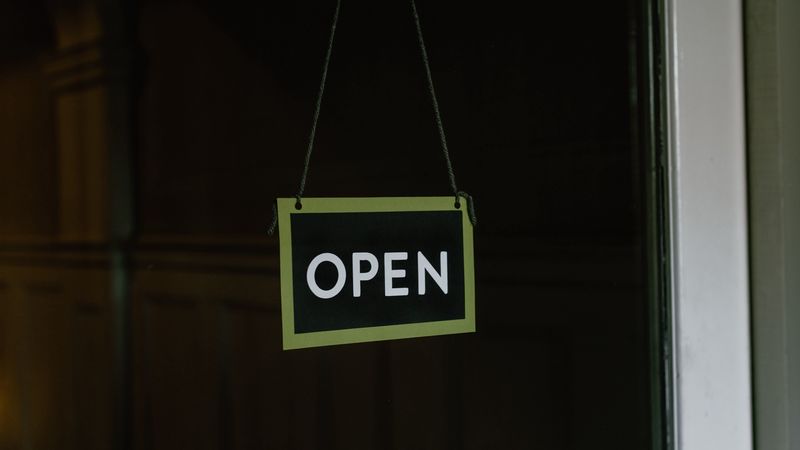 open, sign, inscription, nameplate, 4k