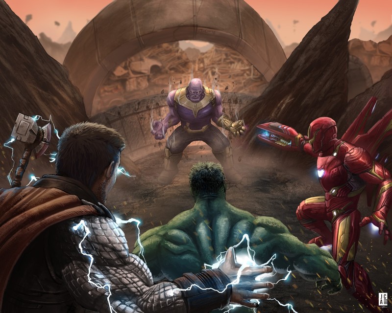 iron man, thanos, thor, hulk, hd, superheroes, artwork, digital art, artist, artstation