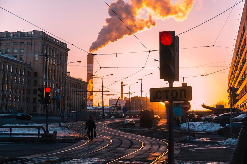 traffic lights, city, photography, hd, smoke, building, architecture, urban, sunset, sunrise