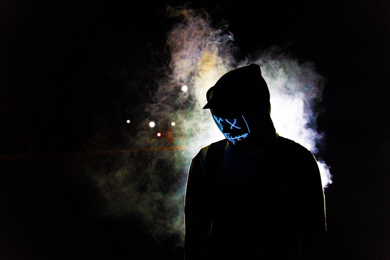 mask, silhouette, smoke, photography, hd, 4k, 5k, hoodie