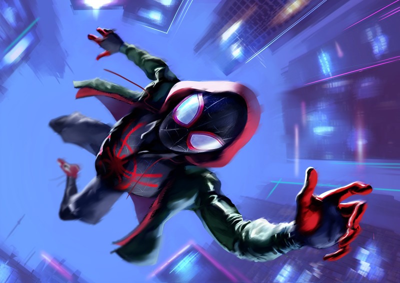 spiderman into the spider verse, artwork, artist, digital art, reddit