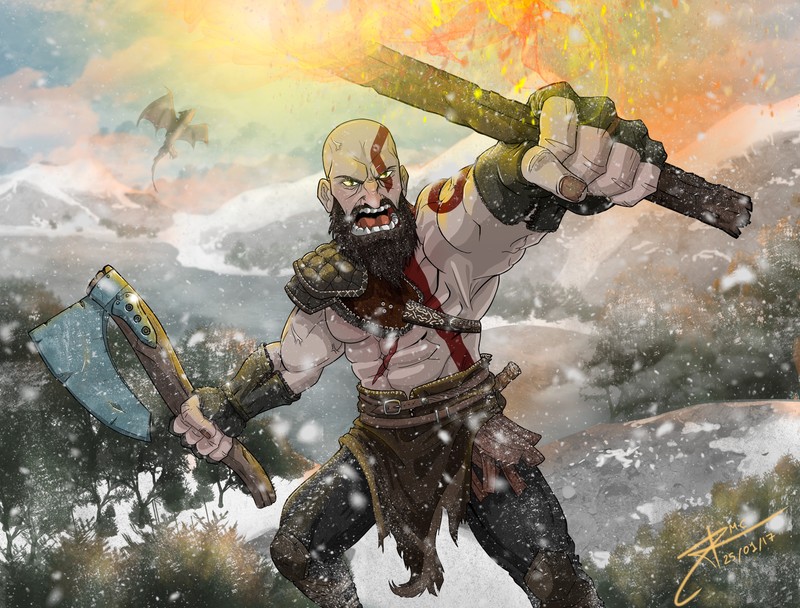 kratos, god of war 4, god of war, games, ps games, hd, 4k, artwork, artist, digital art, deviantart