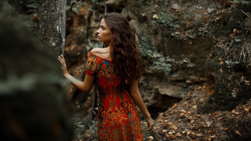 depth of field, brunette, girls, hd