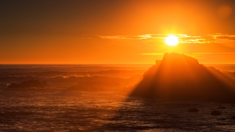 sunset, nature, hd, 4k, rocks, ocean, seascape, sunset