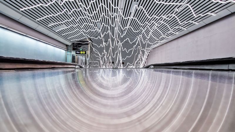 corridor, building, interior, backlight, light, 4k