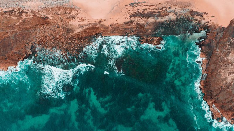 sea, coast, aerial view, beach, water, 4k