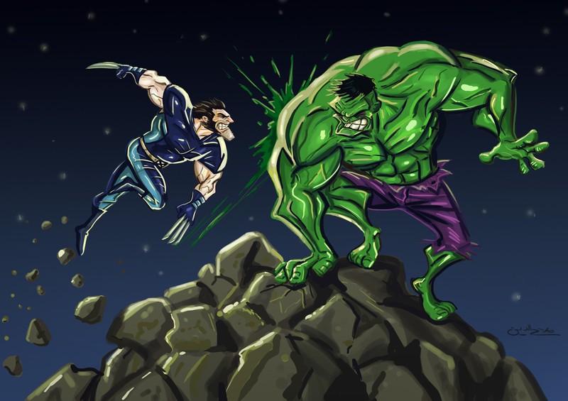 hulk, wolverine, 4k, hd, artwork, digital art, artist, superheroes, behance, art