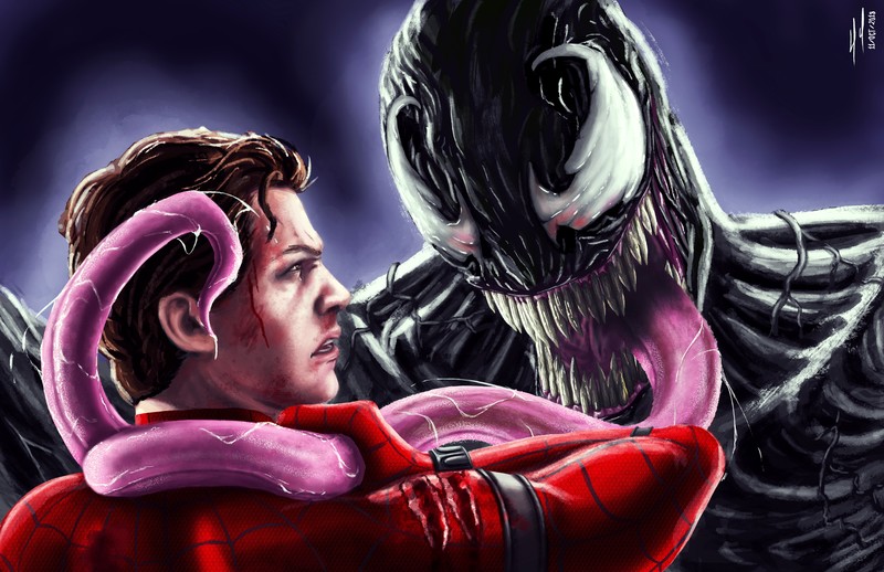 venom, spiderman, 4k, 5k, hd, artwork, artist, digital art, deviantart, superheroes, supervillain