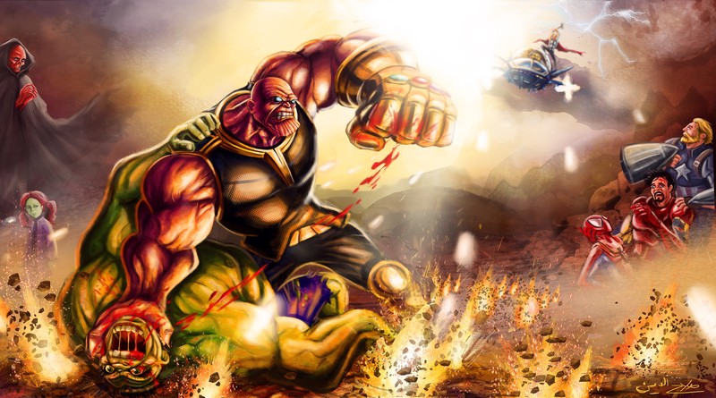 thanos, hulk, behance, artwork, hd, 4k, artist, superheroes