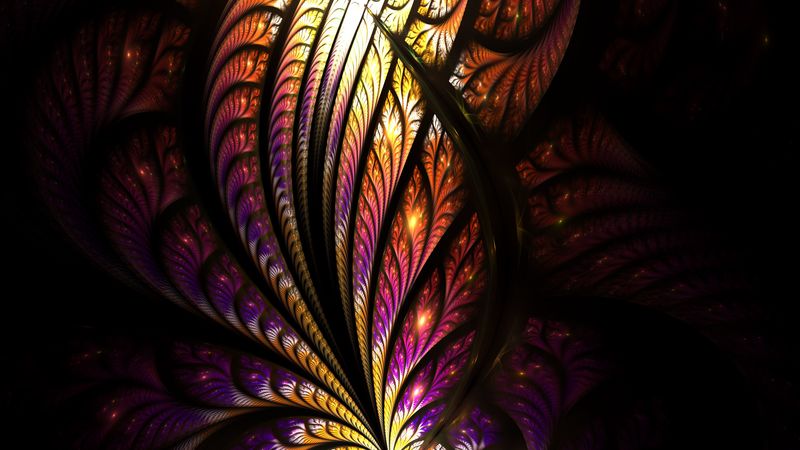fractal, pattern, tangled, glow, bright, 4k