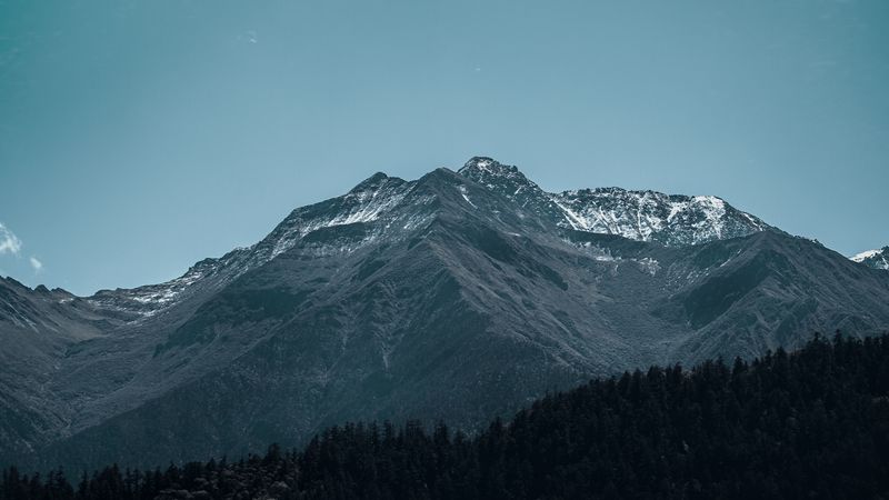 mountain, peak, forest, foothills, landscape, 4k
