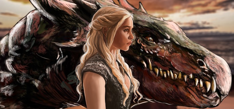 daenerys targaryen, dragon, artwork, artist, hd, 4k, 5k, digital art