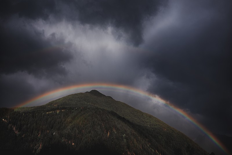 rainbow, mountains, landscape, nature, hd, 4k