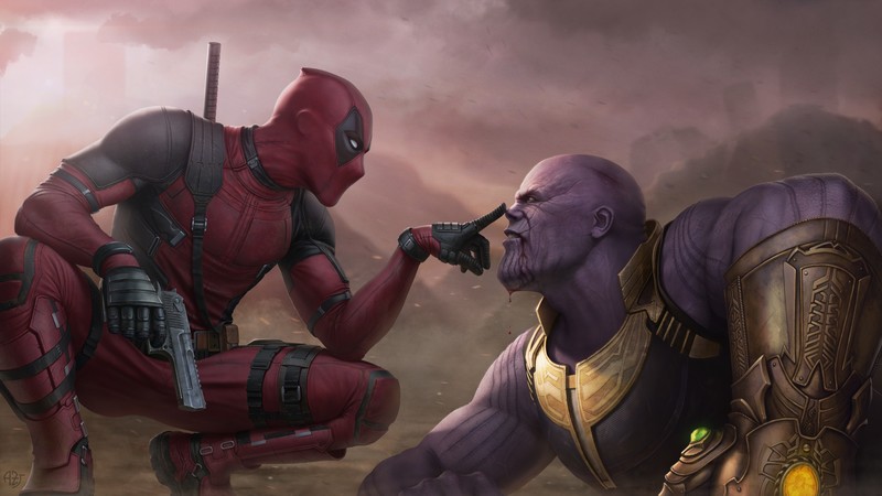deadpool, thanos, hd, 4k, superheroes, artwork, digital art, artstation, supervillain
