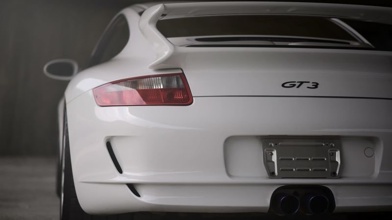 porsche gt3, porsche, car, white, rear view, 4k