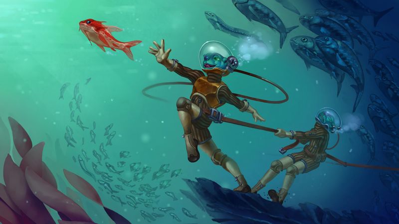 creature, underwater world, scuba, art, 4k