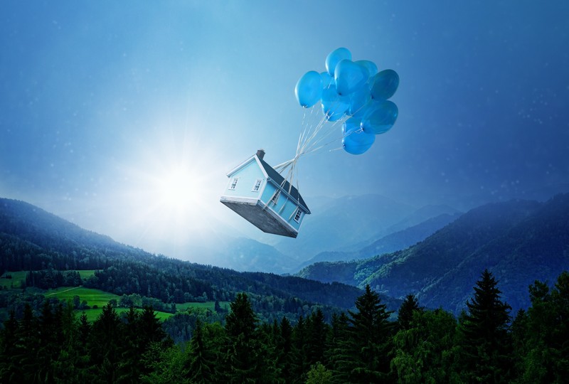 fantasy, landscape, house, hd, 4k, 5k, balloon